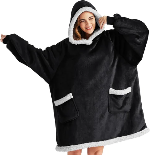 Miniatura 20 de Bedsure Manta con Capucha, Manta Portátil con Capucha como Regalos para Mamá, Regalos de Cumpleaños para Mujeres, Niños y Adolescentes, Sudadera