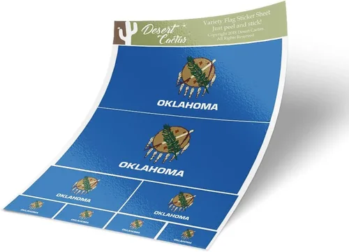 Calcomanías de la bandera del estado de Oklahoma, paquete de 8 unidades en total con logotipo de niños, álbum de recortes, parachoques de vinilo