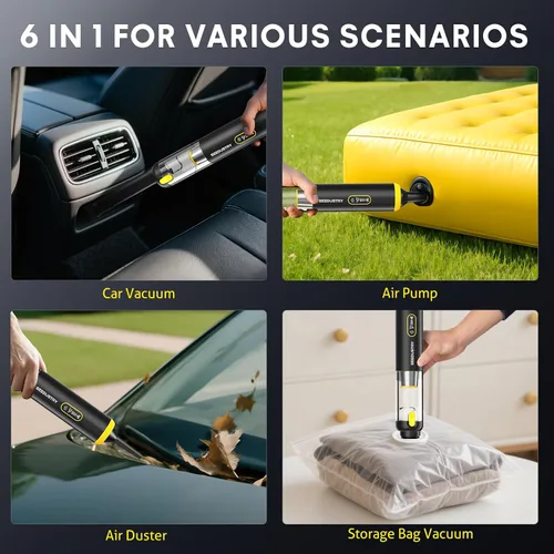 Miniatura 2 de SEEDUSTRY Aspiradora de Mano Portátil Inalámbrica para Automóvil, 6 en 1, mini aspiradora inalámbrica con motor sin escobillas y potente succión