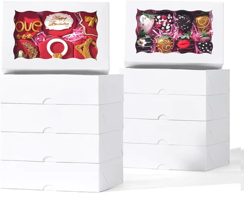 Miniatura 14 de RomanticBaking 51 cajas de panadería de 5 x 5 x 2 pulgadas, cajas de galletas con ventana, cajas de pastelería para macarrones, postres, magdalenas