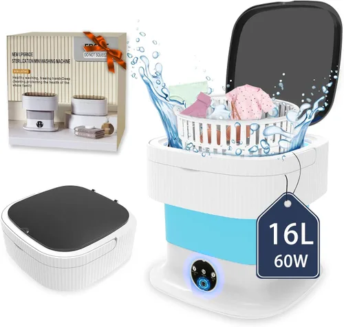 Lavadora portátil, mini lavadora de gran capacidad de 16 L, pequeña lavadora plegable y secadora con giro para viajes, calcetines, ropa de bebé,