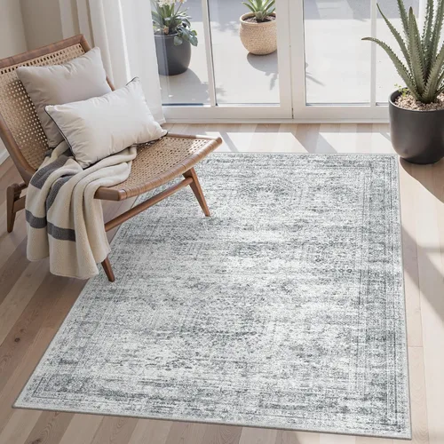 Miniatura 67 de Alfombra de pasillo Soalmost 2'6" x 10' lavable, alfombra antideslizante para cocina, baño, lavandería, alfombras vintage ultra delgadas para Beige