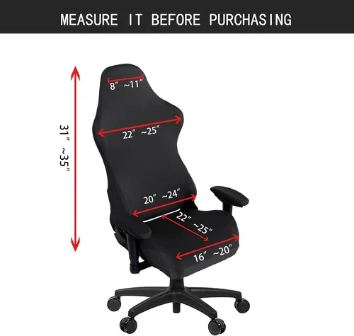 Miniatura 2 de SARAFLORA - Fundas elásticas para silla de computadora para sillón, silla giratoria, silla de juego, silla de computadora (negro, extragrande)