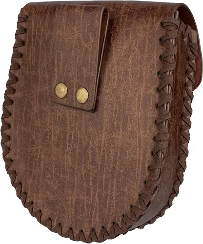 Miniatura 3 de HiiFeuer Cinturón nórdico en relieve, bolsillo lateral de piel sintética medieval retro, bolso de cintura portátil vintage para LARP Ren Faire