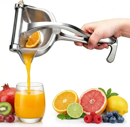 Exprimidor manual - Exprimidor manual de frutas para naranja, limón, lima y cítricos - Exprimidor de jugo de metal resistente con base antideslizante