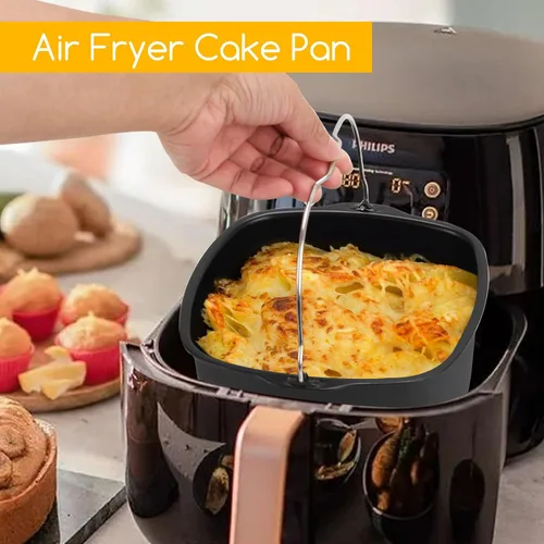 Miniatura 3 de Molde para freidora de aire de 6.89 pulgadas, sartén antiadherente para tartas, freidora de aire, para pasteles, pizza, hornear pan, bandeja
