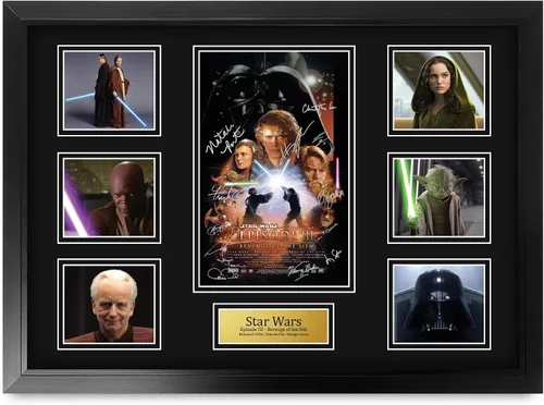 Miniatura 18 de HWC Trading Star Wars Episodio 1 La Amenaza Fantasma Regalos Presentación Impresa Autografiada Montaje para Fans de Recuerdos de Películas - 16" x