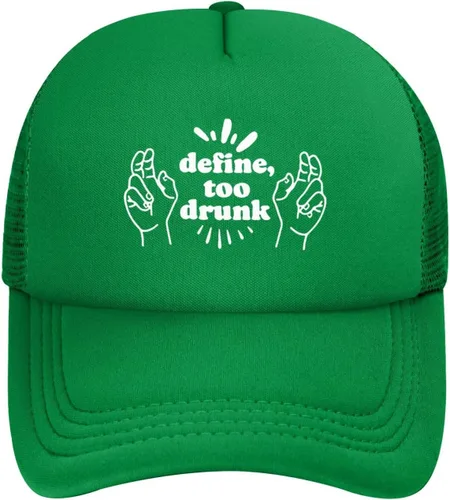 Define Too Drunk - Gorra de béisbol de malla para golf, gorra para papá, ajustable, para hombres y mujeres, color negro