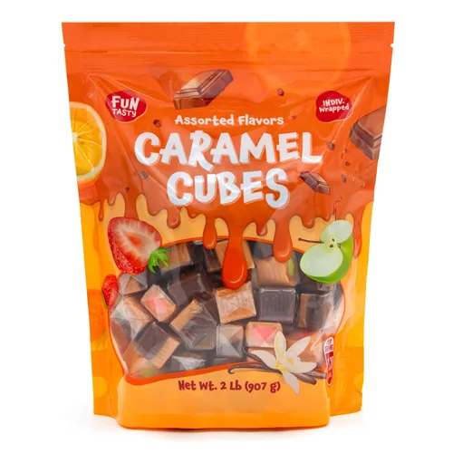 Miniatura 3 de Mezcla de cubos de caramelo, paquete a granel de 2 libras (alrededor de 150 unidades), caramelos de sabores surtidos, caramelos rellenos envueltos
