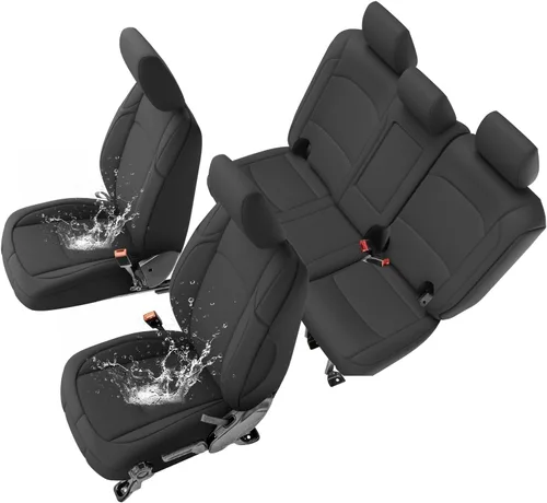 Miniatura 10 de GIANT PANDA Fundas de asiento de neopreno para Jeep Wrangler JK de 4 puertas (2007), neopreno UV y resistente al agua, juego completo de fundas