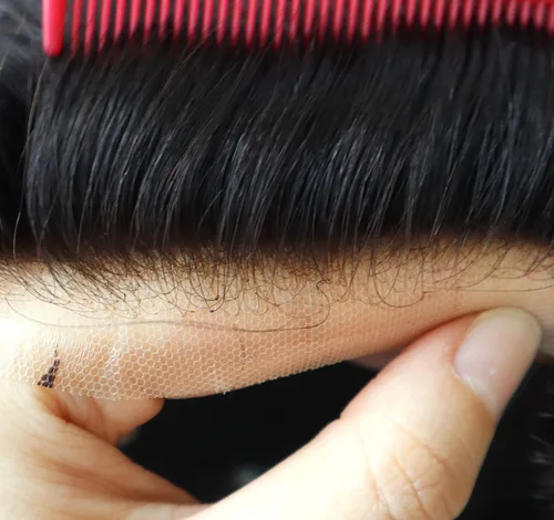 Miniatura 8 de HAIR NATURE Toupee para hombres cabello humano, sistema de reemplazo de cabello para hombre, encaje frontal francés, piezas de cabello negro 8x10#1B