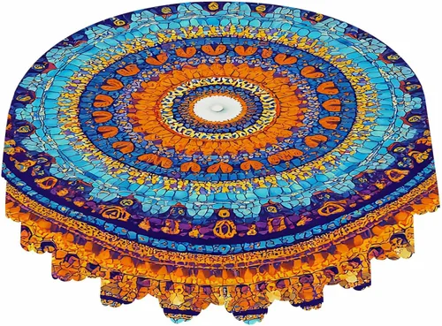 IBILIU Mantel redondo de mandala de 60 pulgadas, colorido mandala bohemio bohemio para cocina, comedor, fiesta, decoración de mesa