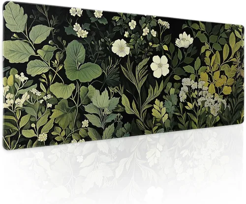 Miniatura 67 de Alfombrilla de ratón rosa y verde anime geométrica japonesa extendida para escritorio 90X40 CM, base de goma antideslizante, borde cosido