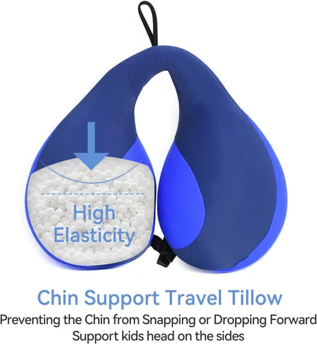 Miniatura 3 de MOOB Almohada de viaje para niños, almohada de apoyo para la cabeza, el cuello y la barbilla en forma de U, artículos esenciales para dormir