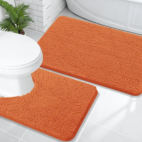 Miniatura 141 de OLANLY Juego de alfombras de baño de 2 piezas, alfombras de baño de chenilla suave y absorbente y alfombra de contorno en forma de U para inodoro