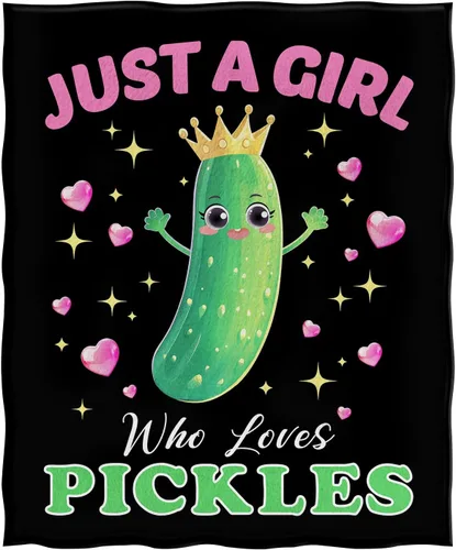 Miniatura 3 de Jekeno Bonita manta de pepino con texto en inglés «Just A Girl Who Loves Pickles», regalos para mujeres, hombres, niños, niñas, mamá, amigos