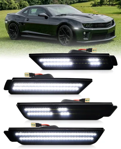 Miniatura 12 de Luz de marcador lateral verde compatible con Chevy Camaro de 5ª generación 2010 2011 2012 2013 2014 2015, luces LED ahumadas 4