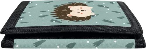 Miniatura 5 de Cartera triple para niños, bolsa de mano azul Corgi de dibujos animados, para niños y niñas, tarjetero escolar organizador, Erizo de dibujos