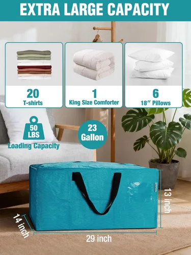 Miniatura 3 de WORKPRO 1 paquete de bolsas de mudanza extra grandes con cremalleras y asas de transporte, correas de mochila, bolsa de almacenamiento resistente