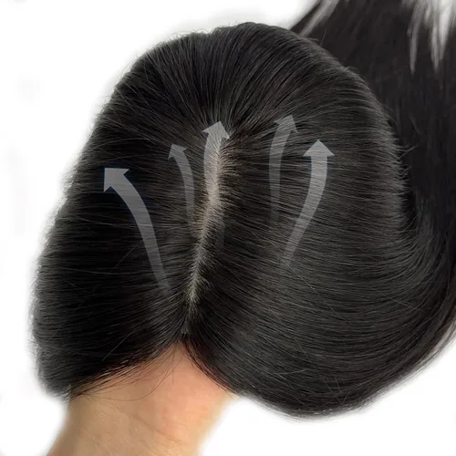 Miniatura 11 de MorningWigs Cubrecabello humano real para mujer, piezas de cabello de 4.7 x 5.1 in, base de seda completa con 3-4 clips para adelgazar el cabello