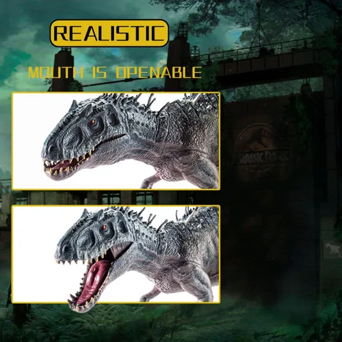 Miniatura 5 de Juego de 2 piezas de dinosaurios, tiranosaurio Rex grande de 15.7 pulgadas y T-rex realista de 12.2 pulgadas, figura de acción de dinosaurio