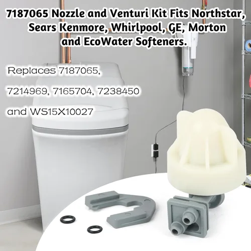 Miniatura 3 de Boquilla suavizante de agua y conjunto Venturi 7187065 de repuesto, compatible con GE, Kenmore, Morton, Whirlpool, NorthStar, Rheem reemplaza