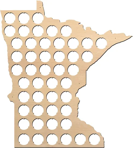 Miniatura 11 de All States Beer Cap Map Connecticut – 16 x 12 pulgadas – 56 tapas – Connecticut Beer Cap Holder – Madera contrachapada de abedul