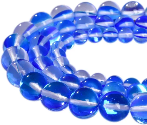 48 piedras preciosas redondas de ángel azul Aura de 0.315 pulgadas (0.315 in) pulidas, cuentas sueltas de piedra lisa suelta de cuarzo para hacer