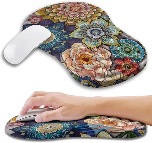 Alfombrilla ergonómica para mouse con soporte de muñeca con espuma viscoelástica, almohadilla de masaje para aliviar el dolor del túnel carpiano,