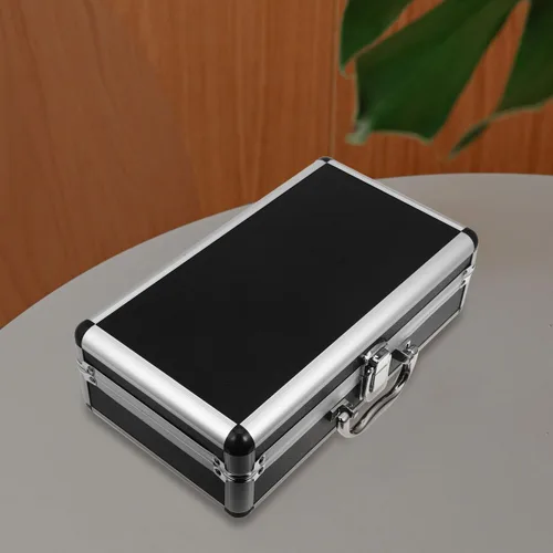 Miniatura 7 de Hemobllo Caja de herramientas de aluminio de 11 x 6 x 3 pulgadas, funda de capa de espuma con cerradura para herramientas organizadas, medicamentos