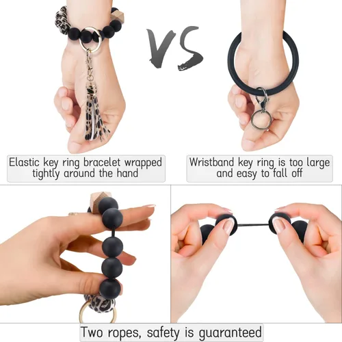 Miniatura 2 de Pusunas Llaveros para mujer para llavero de automóvil pulsera de pulsera cadenas de silicona con cuentas