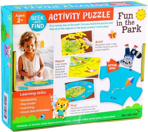 Miniatura 5 de MOLLYBEE KIDS Parque de rompecabezas de actividades Seek-and Find, 2 años, primer rompecabezas, 11 piezas, doble cara