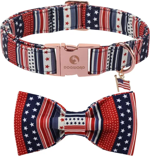 Miniatura 10 de DOGWONG Collar de perro arcoíris con bonito lazo para el Mes del Orgullo LGBT - Collar ajustable y cómodo para perros grandes, medianos y pequeños