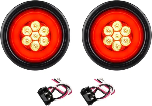Miniatura 2 de Lumitronics RV HALO LED 4 pulgadas selladas redondas de parada/giro/luces traseras (par rojo)