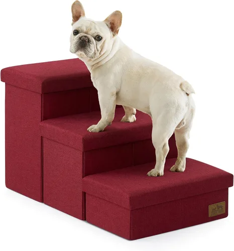 Miniatura 19 de Escaleras para perros con almacenamiento, escalones resistentes de 4 escalones más anchos para perros pequeños, medianos y grandes, rampa para Gris