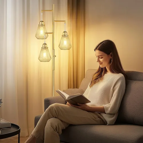 Miniatura 7 de QiMH Lámparas de pie industriales para sala de estar, lámpara de pie de árbol con regulable continuo, lámparas altas modernas de 68 pulgadas
