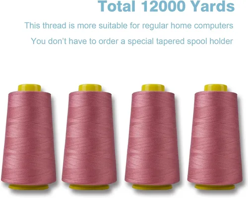Miniatura 60 de Hilo Serger de Jengibre, Hilo Multiusos para Coser, Poliéster, 4 Conos de 2740 Metros Cada Carrete para Máquina de Coser 4 Jengibre