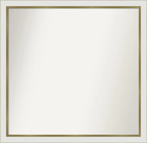 Miniatura 124 de Amanti Art Espejo de baño blanco para sobre el fregadero, 30 x 35 pulgadas, espejo de tocador rectangular estrecho de Eva de oro blanco, marco