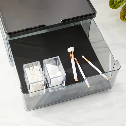 Miniatura 6 de iDesign The Sarah Tanno Collection - Tapete de silicona resistente al calor para organizadores de cajones de cosméticos, color negro