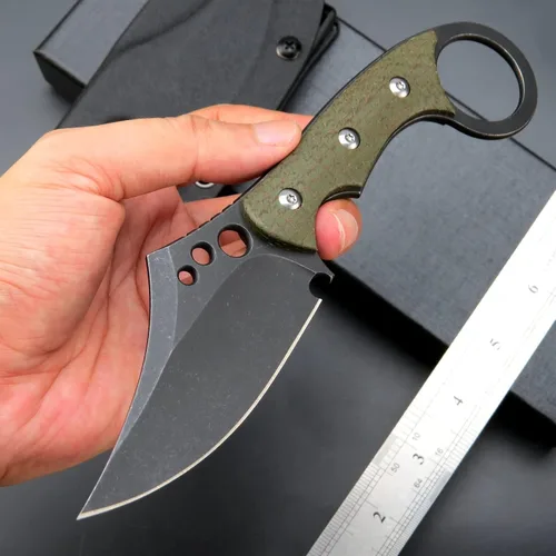 Miniatura 6 de C1116 Cuchillo de hoja fija, hoja de acero D2+mango Micarta cuchillo de supervivencia al aire libre con fundas Kydex (verde)