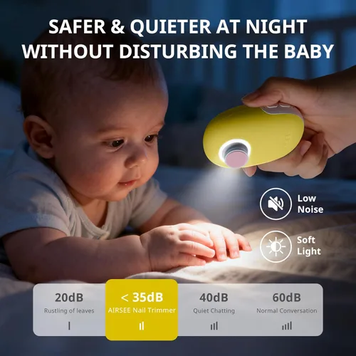 Miniatura 5 de AIRSEE Cortadora de uñas eléctrica para bebés con luz LED, cortaúñas para recién nacidos, lima de uñas eléctrica segura y fácil, juego de cuidado