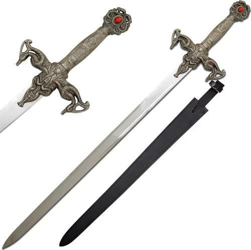 Miniatura 9 de Medieval Warrior Espada vikinga de fantasía hecha a mano personalizada viene con funda de cuero negro