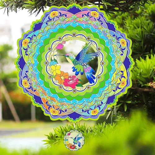 Molinillos de viento de colibrí para patio y jardín, molinillo de viento de metal 3D de 12 pulgadas, regalos de colibrí para mamá y papá, molinillo