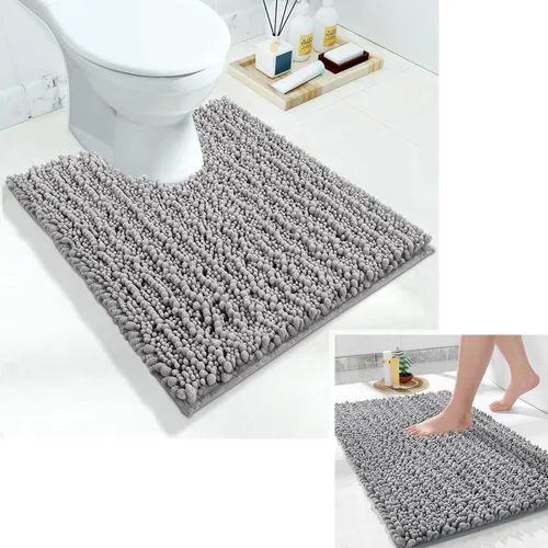 Yimobra Tapete de baño lanudo de lujo original, tamaño grande, 24 x 17 pulgadas + forma de U de 24 x 20 pulgadas, suave y acogedor, súper absorbente