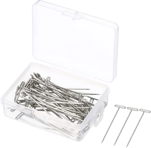 PATIKIL Pasadores en T de 2 pulgadas, paquete de 50 agujas de bloqueo de acero inoxidable para modelar manualidades, color plateado