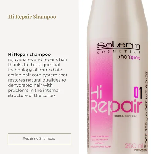 Miniatura 2 de SALERM - Champú reparador - Champú Hi Repair - 8.5 fl oz - Hidratación profunda para cabello dañado - Repara y rejuvenece - Cabello más brillante