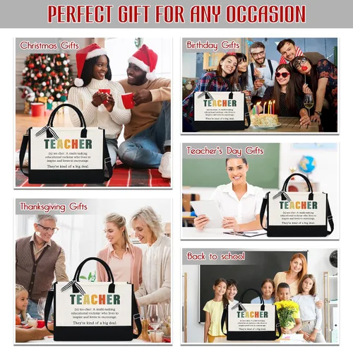 Miniatura 6 de OASSIE Regalos de agradecimiento para profesores, regalos del día del profesor, bolsa de mano para profesores, bolsa de lona de 13 onzas