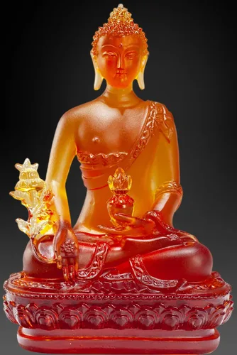 Miniatura 12 de Houlu Estatua de Buda de la medicina tibetana, 4.13 pulgadas, figura de Buda curativa de cristal Liuli para la salud (verde)