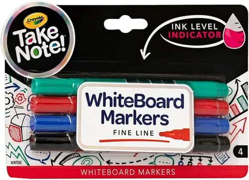 Crayola Take Note - Marcadores de borrado en seco, línea fina, 4 unidades Línea fina multicolor