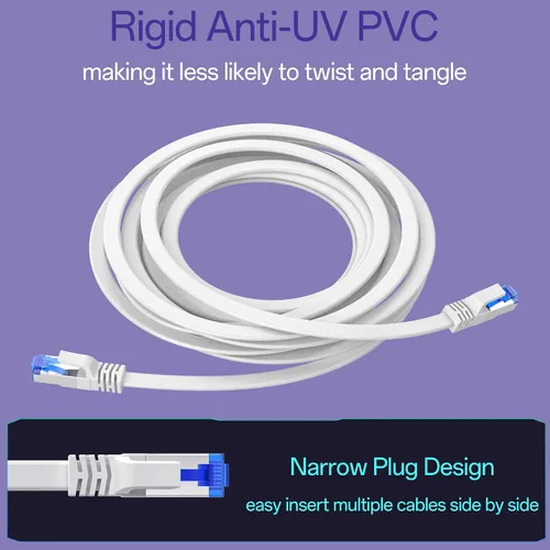 Miniatura 6 de Cable Ethernet plano Cat8 de 100 pies para interiores y exteriores, cable Ethernet ultrafino invisible de alta velocidad 40Gbps 2000Mhz, cable